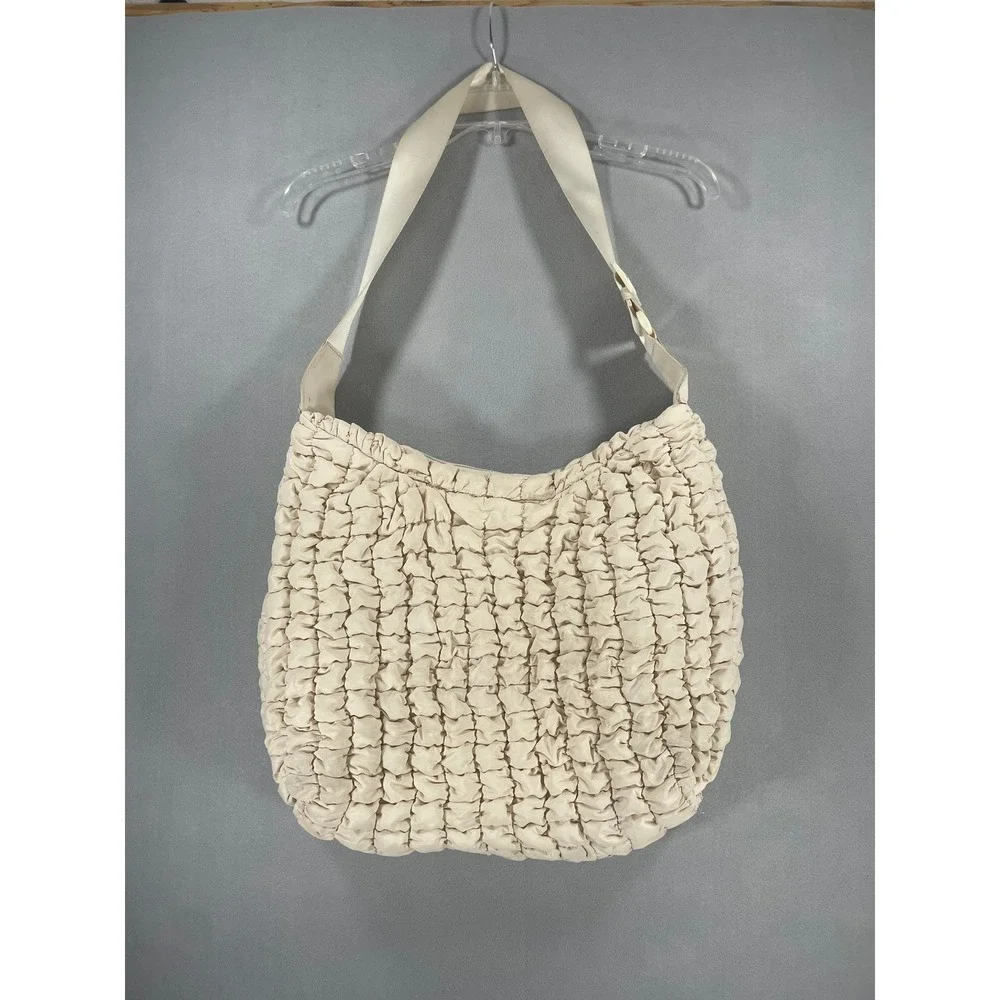 A New Day Popcorn Ruched Hobo Bag Cream‎ Slouchy Shoulder Bag